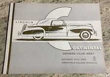 Vintage 1954 Lincoln Continental Owners Club Dearborn Rally printed program RARE picture