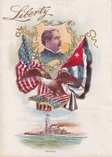1800s Victorian Card Chromo Print -U.S.S Oregon -Liberty -Ship Captain - #b1 picture