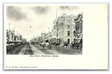 Postcard Main Street Hutchinson Kansas Horse & Buggy Trolley Tracks picture