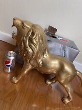 Vintage X large solid brass lion statue Hand Made Art Figurine Collectible 26” picture