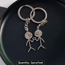 2pcs/set Stick Figure Love Keychain For Men, women, kids. Cute Alloy Keychain,  picture
