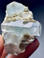 396 CTS Top Quality 3 Terminated AQUAMARINE CRYSTAL with MICA from Pakistan picture
