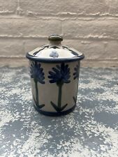 Louisville Stoneware Pottery Cornflower Bachelor Button Canister & Lid 6” picture