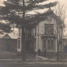 Antique 1900s RPPC House Family People Utica New York Photo Postcard picture