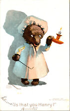Bear Candle Anthropomorphic Rose Clark Rotograph Co Posted Antique Postcard picture