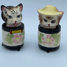 Vintage adorable cat in barrels salt and peppers picture