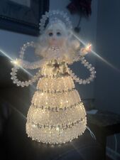 Vintage Homemade Craft 14” Light Up Angel Handmade Safety Pins Beads Rare unique picture