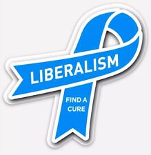 FIND THE CURE Stickers (3) Blue Ribbon Liberalism Awareness 3x3