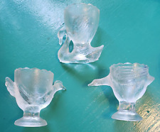 Vintage Frosted Glass Egg Cups Swan  Hen &  Goose picture