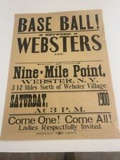 Vintage Webster New York Baseball Broadside Poster circa.1900 picture