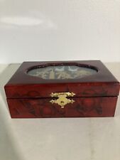 Vintage Asian Pagoda/tower Crane 3D Handcrafted Cork Scene Lacquered Jewelry Box picture
