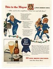 1943 Pabst Beer Mayor of Blue Ribbon Town Robert O. Reid artist Vintage Print Ad picture