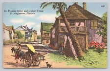 Postcard St Francis Street and Oldest House St Augustine Florida picture