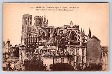 Vintage Postcard REIMS  La Cathédrale, après la Guerre Côté Sud-Est picture