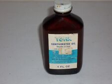 Vintage York Pharmacal Camphorated Oil Glass Bottle Full 4 FL OZ Brookfield, Mo. picture