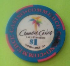 COMMERCE CASINO L.A.'s FRIENDLIEST $1.00 GAMING CHIP GREAT FOR ANY COLLECTION picture
