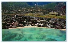 1961 Spectacular Aerial View Offshore Waikiki Beach Honolulu Hawaii HI Postcard picture