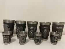 ( 9) Vintage SCHOHAUS PEWTER CUPS made in BOLIVIA- INCA DESIGN picture