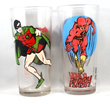 Vintage 1970's DC Comics The Flash & Robin Pepsi Collector's Series Glasses picture