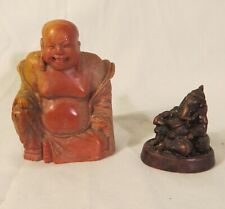 Vintage 70's Carved Jasper Happy Buddha Statue picture