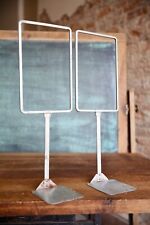 Vintage Countertop Store Price Tag Sign Display Metal Stand Holders lot of 2 picture