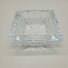Vintage Heavy Square Retro Crystal Glass Ashtray Trinket Dish 5 1/2