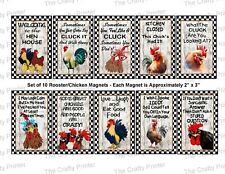SET of TEN Rooster and Chicken MAGNETS - Cute and Humorous - Shipping FREE picture