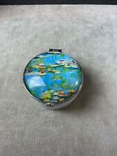Murano Art Glass Inspired Trinket Box with Monet Water Lilies Style Artwork picture