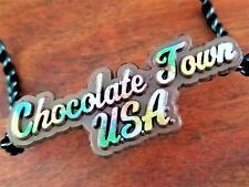 Vintage Chocolate Town USA Fridge Iridescent Rubber Magnet Collectible Rare picture
