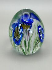 Franklin Mint Treasury of Eggs Hand Blown Murano Style Glass Egg Blue Flowers picture