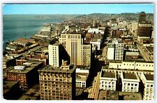 VIEW OF SEATTLE WASHINGTON SKYLINE FROM SMITH TOWER FINANCIAL DISTRICT POSTCARD picture