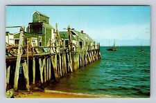 Cape Cod MA-Massachusetts, Old Wharf, Antique, Vintage Souvenir Postcard picture