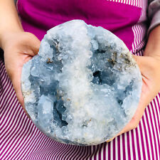 6.77LB Natural Beautiful Blue Celestite Crystal Geode Cave Mineral SpecimenHH638 picture