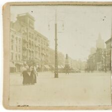 Water Street St Charles Hotel Stereoview c1880 Milwaukee Wisconsin Statue A2188 picture