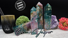 Large Ocean Jasper Crystal Obelisk Tower Natural Stone Water Energy | Home Gift picture