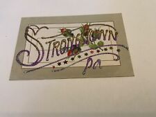 Strongstown, Pa. ~ Glitter -Rose Buds -Stars- Embossed Antique Postcard picture