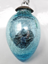 Vintage Kugel Midwest Light Blue Crinkle Mercury Glass Egg Christmas Ornament picture