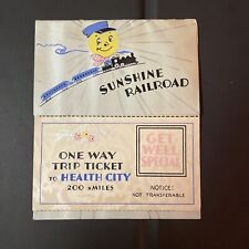 Sunshine Railroad Company Vtg Rare 1930s Get Well Soon Train Ticket Card picture