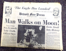 Man Walks on the Moon 1969 Detroit News newspaper Detroit Free Press Michigan picture