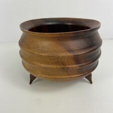 Vtg Hand Turned Footed 4.5” Wood Bowl MCM Danish Modern picture