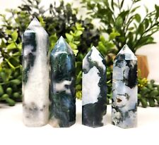 Wholesale Lot 1 Lb Natural Moss Agate Stone Obelisk Tower Crystal Wand Clearance picture