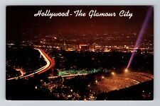 Hollywood CA-California The Glamour City Lit Up City at Night Vintage Postcard picture