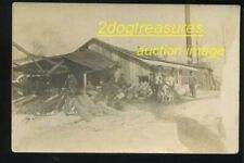 RPPc Sawmill Crew On Break Winter Oil Can Kant Hook Horse Team Skidding Logs Old picture