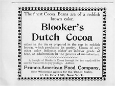 1895 Print Ad Antique Blooker's Dutch Cocoa Franco American Food Company picture