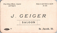 c1900 Advertising Card  J. Geiger Saloon Famous Bar RARE Kansas City, MO picture