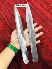 SET OF 2-CUSTOM HANDMADE D2 TOOL STEEL HUNTING SURVIVAL KNIFE BOWIE W/SHEATH picture