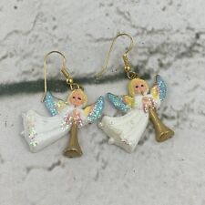 Angel Earrings Drop Dangle White Blue Wings Trumpets Religious Fashion Jewelry picture