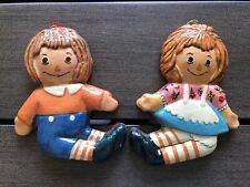 Raggedy Ann & Andy Wall Hanging Christmas Ornaments AISA Paper Mexico Vintage picture