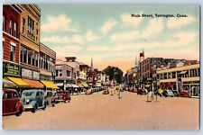 Torrington Connecticut Postcard Main Street Classic Cars Buildings 1940 Unposted picture