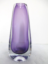 MURANO SCANDINAVIAN SOMMERSO AMETHYST PURPLE CLEAR GLASS VASE PONTIL 7-1/2